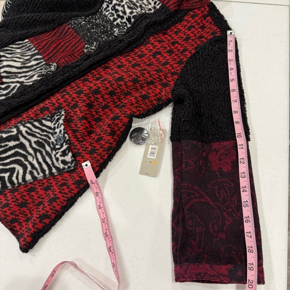 NWT Ali Miles Patchwork Jacket Black Red Artsy Cardigan Boho Size Small Petite - Picture 8 of 15